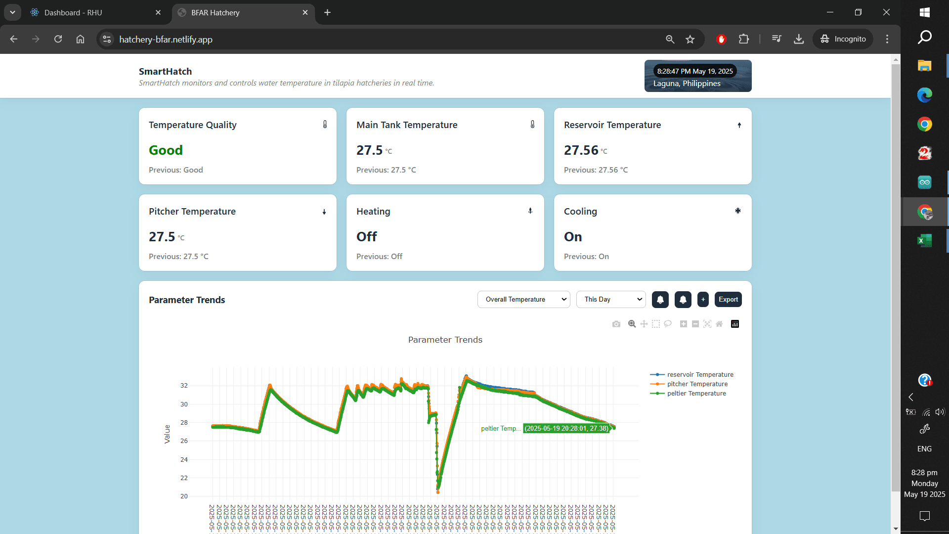 Screenshot of SmartHatch — IoT-Based Hatchery Control System